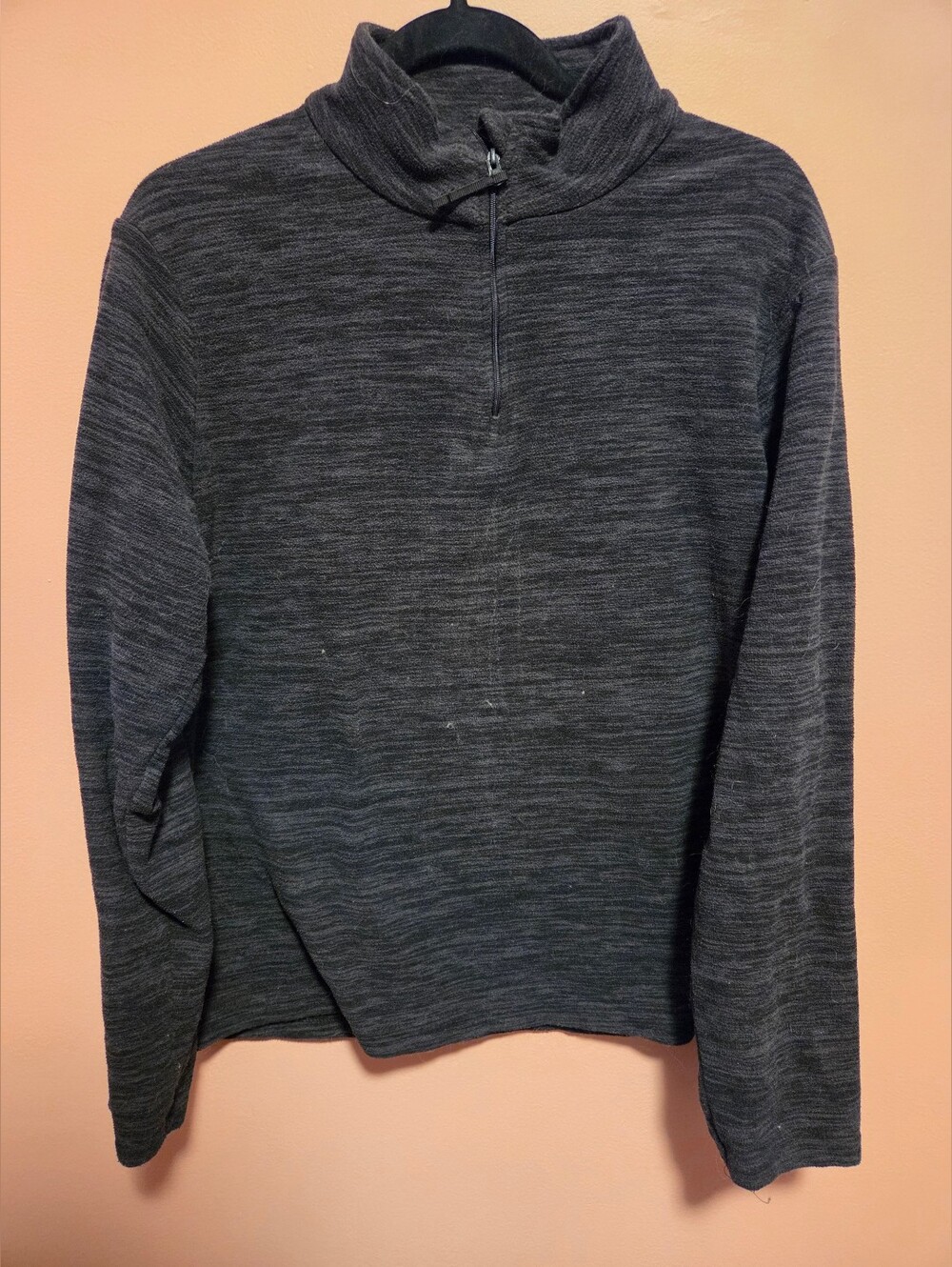 Womens Half-Zip Fleece Pullover Sweater - Charcoal Gray